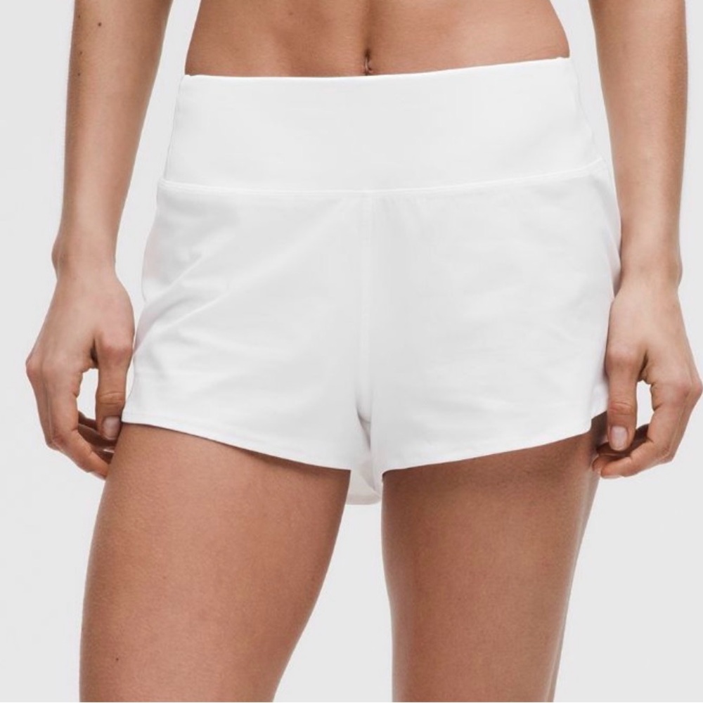 Lululemon White Speed Up Shorts 4”